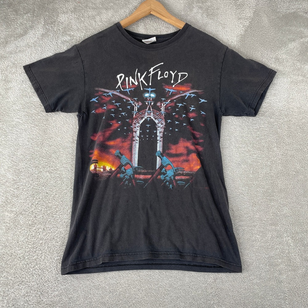 Pink Floyd The Wall Shirt Mens Small Black Y2K Rock Band Hanes Heavyweight Tee